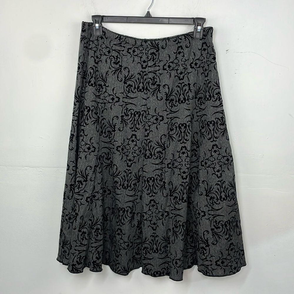 J. Jill Flared Skirt Velvet design side Zipper size 14